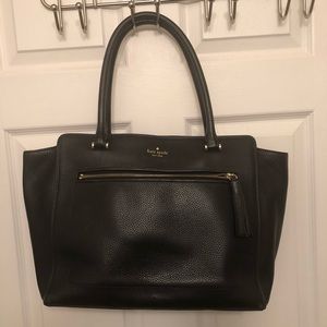 Leather Kate Spade tote. Zips closed.